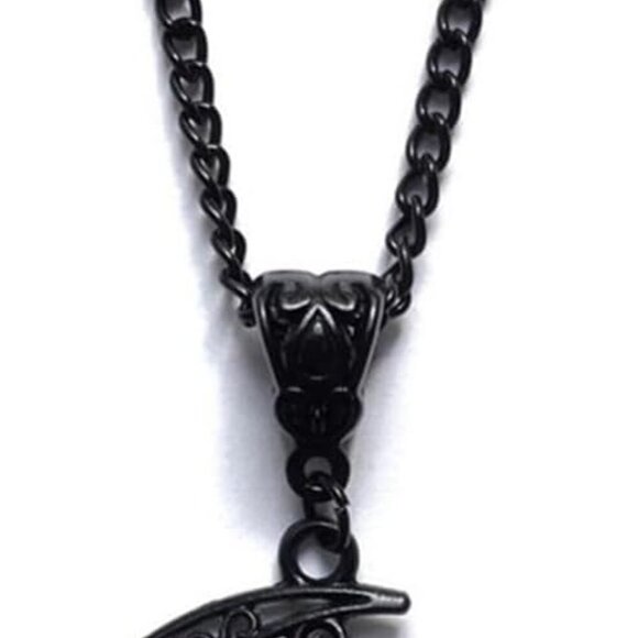 Moon Crystal Necklace Punk Style Moon Pendant Necklace Vintage Black Crescent Mo - Picture 1 of 2